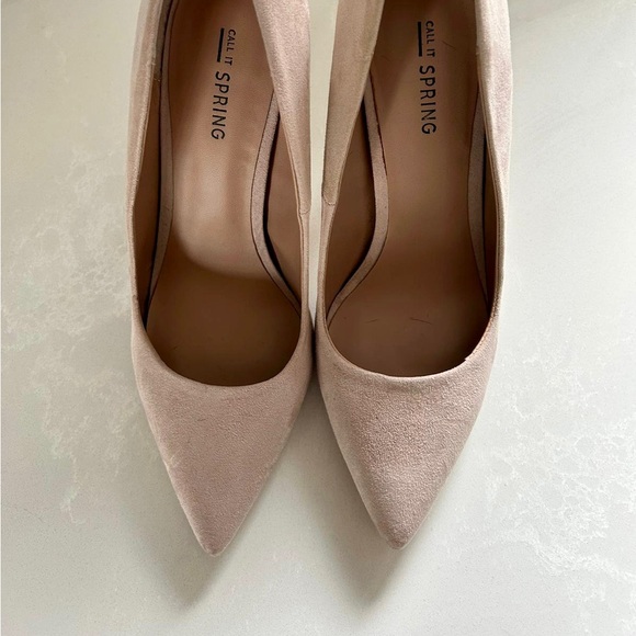 Call It Spring Nude/Blush Suede Heels - Picture 3 of 5